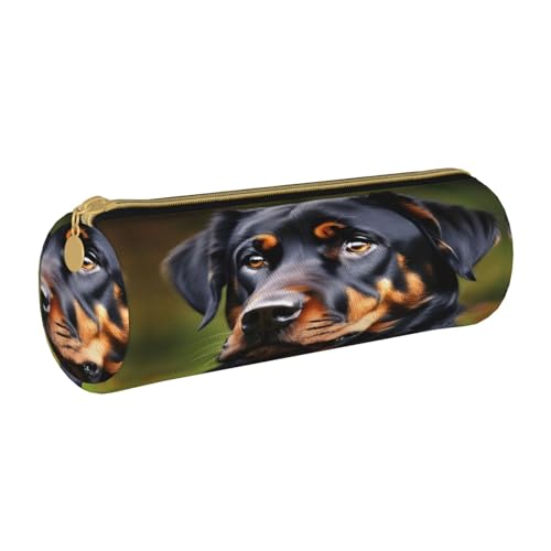 BKDODKS Rottweiler Federmäppchen für Erwachsene, Leder, mit Reißverschluss, leicht von BKDODKS