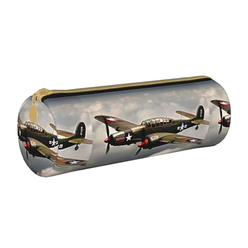 BKDODKS Weltkrieg 2 Flugzeug Flugzeug 2 Standard-Skala 2_00x Druck Erwachsene Leder Federmäppchen Tasche Herren Damen Federmäppchen mit Reißverschluss Leicht, weiß, Einheitsgröße von BKDODKS