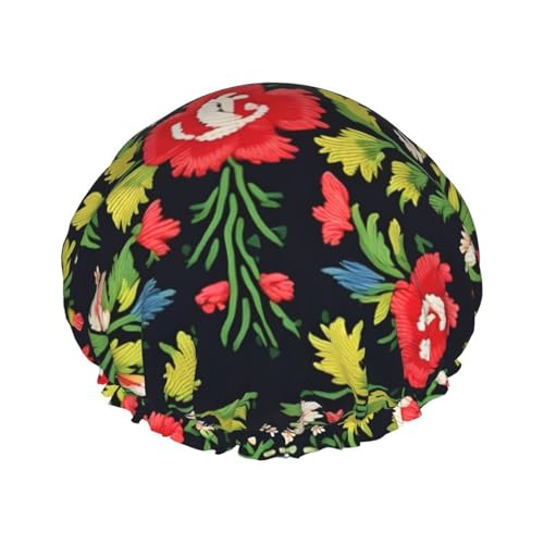 Ukrainische Stickerei-Stil Rose Druck Duschhaube für Frauen Leicht Wiederverwendbar Weiche Doppelte Wasserdichte Schichten Auslaufsicher Ukrainische Stickerei-Stil Rose Druck Duschhaube für Frauen Leicht Wiederverwendbar Weiche Doppelte Wasserdichte Schichten Auslaufsicher von BKDODKS