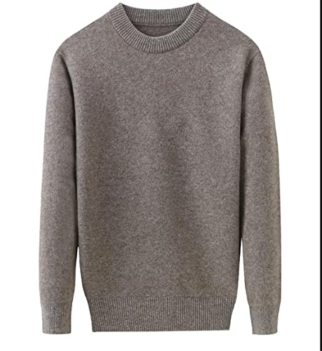 Herbst Winter Verdickung 100% reines Kaschmir Pullover Herren Casual Computer Gestrickt O-Neck Pullover Dunkelbraun XXL von BKDTDYL