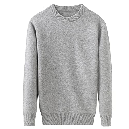 Herbst Winter Verdickung 100% reines Kaschmir Pullover Herren Casual Computer Gestrickt O-Neck Pullover Grau XXL von BKDTDYL