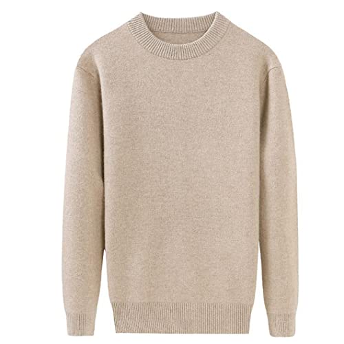 Herbst Winter Verdickung 100% reines Kaschmir Pullover Herren Casual Computer Gestrickt O-Neck Pullover Khaki XXXL von BKDTDYL