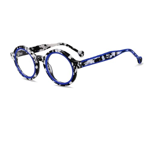 BKEKM Brillenfassungen Brillengestelle aus Acetat, bequeme Brillengestelle, zweifarbige Patchwork-Brillengestelle, einzigartige runde Brillen, perfektes Geschenk Leichtes von BKEKM