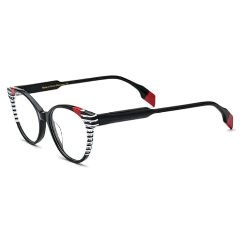 BKEKM Brillenfassungen Brillengestelle aus Acetat, kreative Streifen, Brillengestelle, leichte und tragbare Brillengestelle, 4 Farboptionen Leichtes von BKEKM