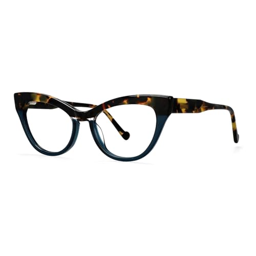 BKEKM Brillenfassungen Farbige Brillenfassungen, Acetatfaser-Brillenfassungen, universell, mit klaren Gläsern, Federscharnier-Brillen, 142 x 145 mm Leichtes von BKEKM
