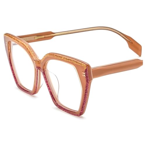 BKEKM Brillenfassungen Niedliche Brillengestelle, Acetat-Brillengestelle, Glitzerrahmen-Design, Brillengestelle, angenehm zu tragende Brillen, Unisex Leichtes von BKEKM