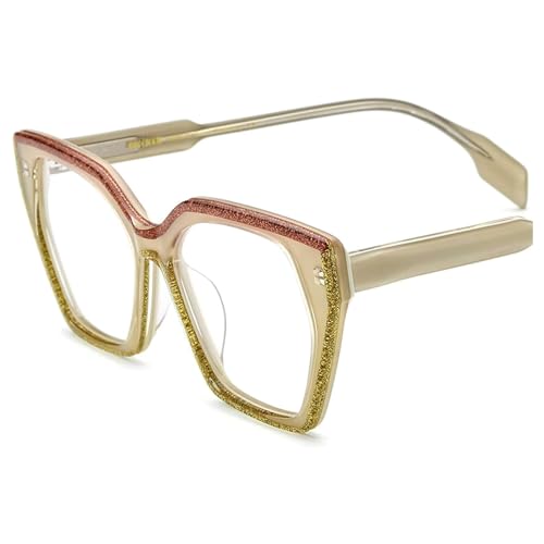 BKEKM Brillenfassungen Niedliche Brillengestelle, Acetat-Brillengestelle, Glitzerrahmen-Design, Brillengestelle, angenehm zu tragende Brillen, Unisex Leichtes von BKEKM