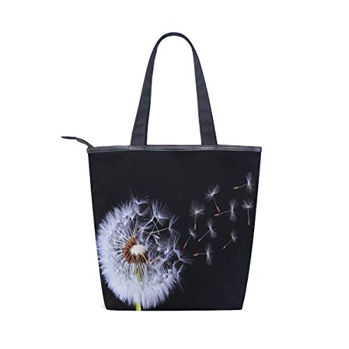 BKEOY Große Handtasche mit Pusteblumen-Motiv, Einkaufstasche mit Reißverschluss von BKEOY
