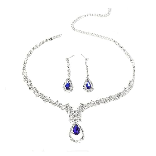 BKEPDY Elegantes Schmuckset für Damen Ohrringe und Halskette aus Silber 925 Perfekt für Hochzeiten und besondere Anlässe Glänzendes Design Ideal für Abendkleider und Dirndl von BKEPDY