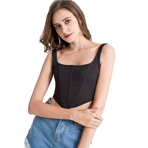 BKEPDY Damen Sexy Ärmellos Racerback Crop Top Y2K Rückenfreies Fischgräte Oberteil Strassenmode Neu im Sommer Oberteile (L) von BKEPDY