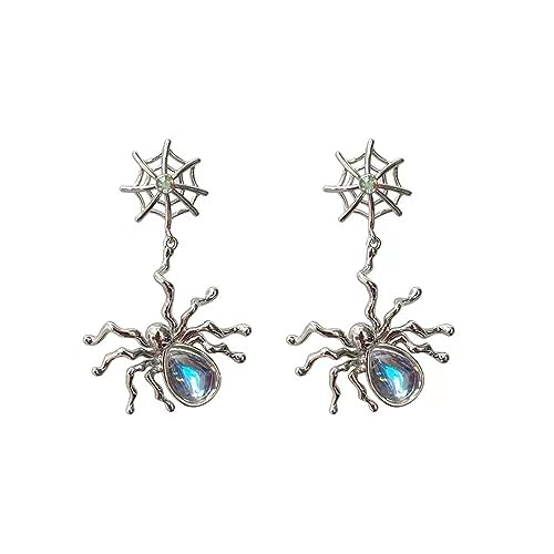 BKEPDY Spinnen Ohrringe Gothic Spinnen Ohrstecker Ohrringe Übertrieben Punk Zirkonia Ohrstecker Halloween Gruselige Ohrringe Kostüm Ohrringe Schmuck Für Frauen (Silber) von BKEPDY