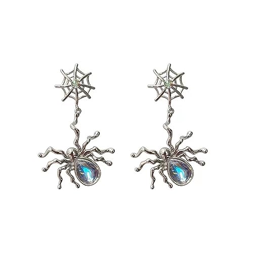 BKEPDY Spinnen Ohrringe Gothic Ohrstecker Übertrieben Punk Zirkonia Halloween Gruselige Kostüm Schmuck Für Frauen (Silber) von BKEPDY