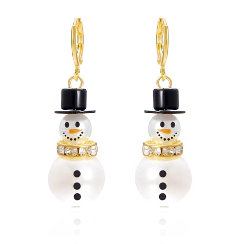 BKEPDY Weihnachtsschmuck Damen mit Weihnachts Ohrringe Niedlichen Schneemann Ohrringen und Schneeflocke Ohrringen für Frauen und Mädchen (Weiß-1) von BKEPDY