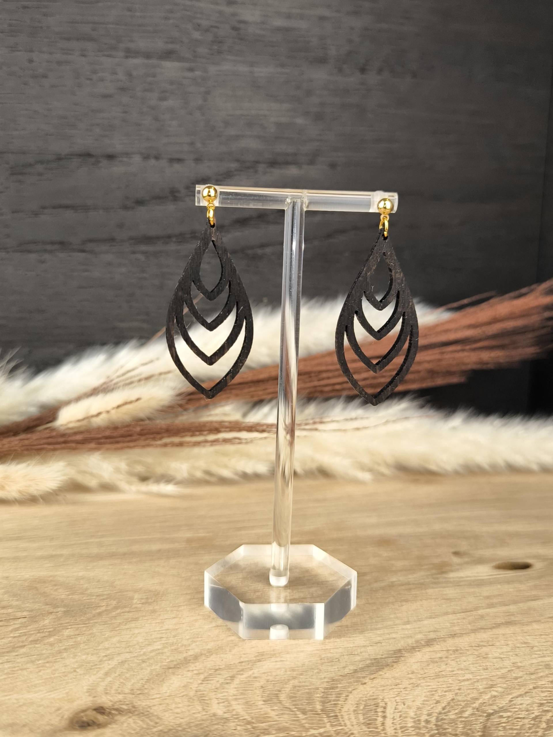 Blatt Ohrringe, Holzohrringe, Wallnusholz, Blatt, Geschenk, Boho von BKEdelholz