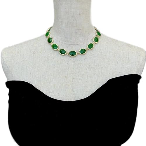 14x18mm Faceted oval Green Jade choker Necklace Oval Shape Faceted Bezel Set Women Jewelry Birthday Gift von BKGWCSOR