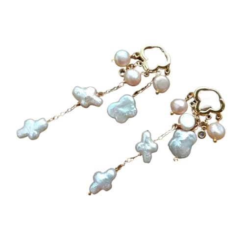 BKGWCSOR 10 x 14 mm natürliche Form Süßwasserperlen baumelnde Ohrringe vergoldete Wolken-Creolen Schmuck for Frauen BKGWCSOR 10 x 14 mm natürliche Form Süßwasserperlen baumelnde Ohrringe vergoldete Wolken-Creolen Schmuck for Frauen von BKGWCSOR