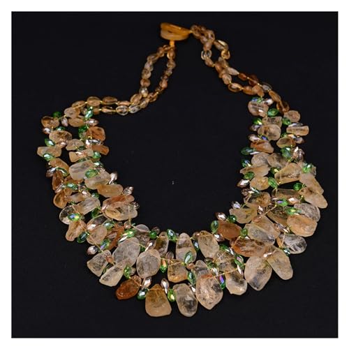 BKGWCSOR 3 Stränge natürliche gelbe Topas Citrin raue Halskette Kristall handgefertigt for Frauen von BKGWCSOR