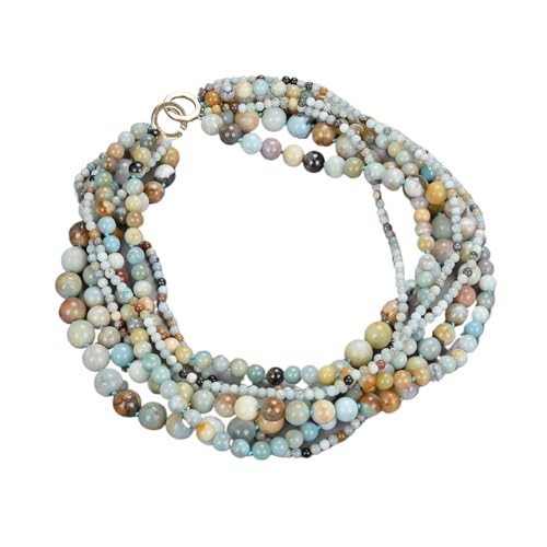 BKGWCSOR Schmuck 7 Stränge natürliche runde mehrfarbige Amazonit-Torsade-Halskette for Frauen von BKGWCSOR