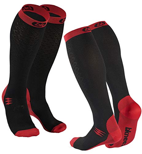 BKNEES [2er Set] Kompressionsstrümpfe in 9 Farben + S, M, L - Damen & Herren – Sportsocken/Sportstrümpfe für verbesserte Leistung, Erholung & Blutkreislauf beim Sport, Reisen & Flug - Lang von BKNEES