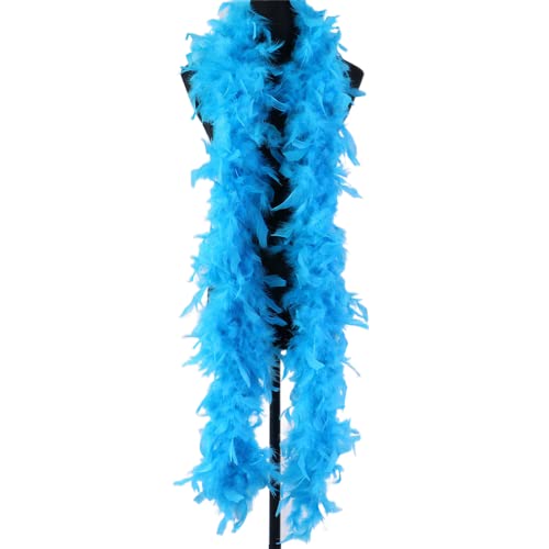 BKPAPTXY Federboa 80g/2m lang Erwachsene Unisex Farbe Federboa Kostüm Zubehör Superweich Flauschig Hochzeit Karneval Dekorationen 1920er Burlesque Federn (Blau) von BKPAPTXY