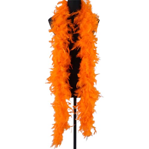 BKPAPTXY Federboa 80g/2m lang Erwachsene Unisex Farbe Federboa Kostüm Zubehör Superweich Flauschig Hochzeit Karneval Dekorationen 1920er Burlesque-Federn (Orange) von BKPAPTXY