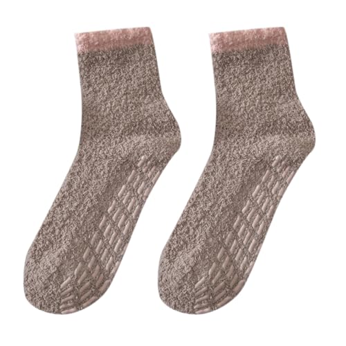 BKSCAYXS Kuschelsocken Damen Druck Trachtensocken Warm Stoppersocken Antirutschsohle Stricksocken Dicke Kniestrümpfe Lange Flauschige Lammwolle Schlafsocken von BKSCAYXS