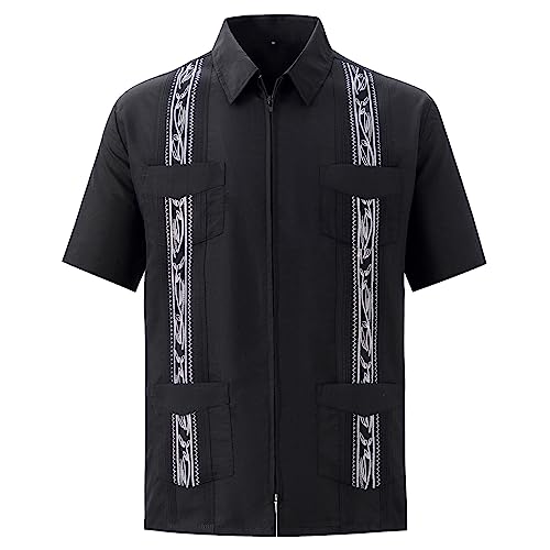 Herren Langarm Hemden Button Down Shirts Casual Freizeithemd Regular Fit Baumwolle Stehkragenhemd Hemd Stretch Zip langärmeliges formelles für Männer Business von BKSCAYXS