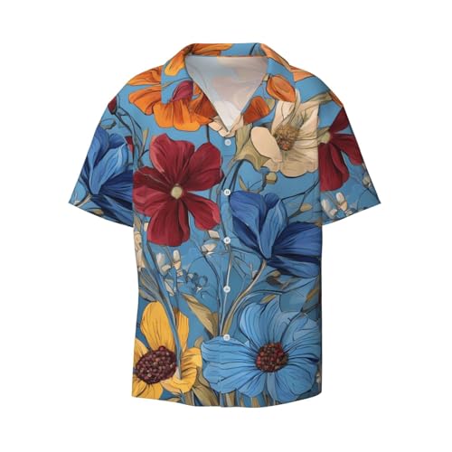 BKTRAVERPT Herren Kurzarmhemd Hello Hawaii Printed Regular Fit Button Down Shirts Casual Sommer Strand Urlaub Hemd mit Tasche, Schwarz , 4XL von BKTRAVERPT