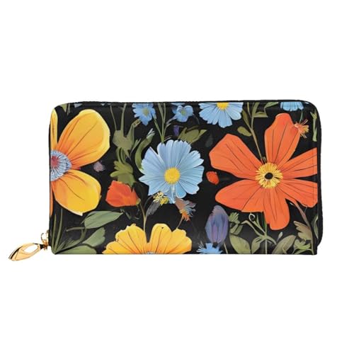 BKTRAVERPT Lange Geldbörse aus Leder, Hippie-Muster mit Reißverschluss, stilvoller Kreditkarten-Organizer, Clutch-Tasche für Damen und Herren, Handy-Geldbörse, 3D-Druckmuster, Einheitsgröße, Casual von BKTRAVERPT