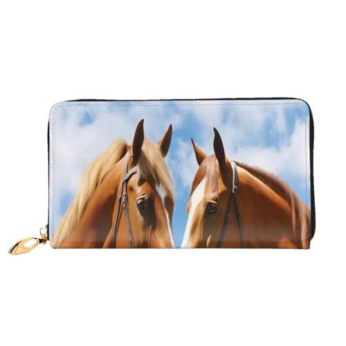 BKTRAVERPT Lange Geldbörse aus Leder, schöne Pferde mit Reißverschluss, stilvoller Kreditkarten-Organizer, Clutch-Tasche für Damen und Herren, Handy-Geldbörse, 3D-Druckmuster, Einheitsgröße, Casual von BKTRAVERPT