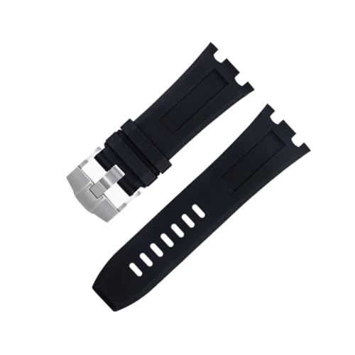 BKUANE 28 mm natürliches Fluor weiches FKM-Gummi-Armband Zubehör für Audemars und Piguet-Gürtel 15710/15703 Uhrenarmband (Farbe: Schwarz 5, Größe: 28 mm) von BKUANE