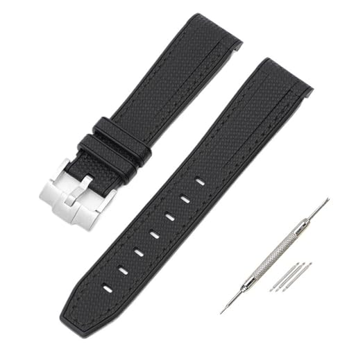 BKUANE Für Swatch X Omega Moonswatch Für Seamaster 300 Gebogene Schnittstelle Männer Frauen Qualität Ersetzen Uhr Band 20mm(Black line silver) von BKUANE