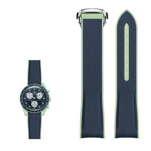 BKUANE Gummi-Silikon-Uhrenarmband, 20 mm, Uhrenarmband für Omega X Swatch Joint MoonSwatch Celestial Sports mit gebogenem Ende, 20 mm, Achat von BKUANE