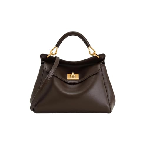BKUANE Lucia Lock Schultertasche Umhängetasche Leichte Luxus High-End Mode Vielseitige Damentasche, coffee, Einheitsgröße von BKUANE