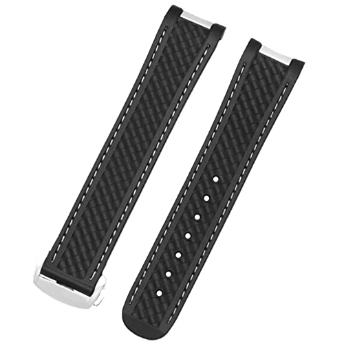 BKUANE Uhrenarmband aus Gummi für Omega Seamaster 300 AT150 DE VILLE Speedmaster, Silikon-Armband, Ersatzarmband, Uhrenzubehör, 20 mm, Black buckle, Achat von BKUANE