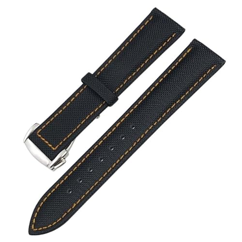 BKUANE Uhrenarmband aus hochdichtem Nylon-Leder, 19 mm, 20 mm, 21 mm, 22 mm, passend für Omega X Watch, Seamaster Speedmaster AT150 De Ville Seiko, Stoff-Uhrenarmband, 19 mm, Achat von BKUANE