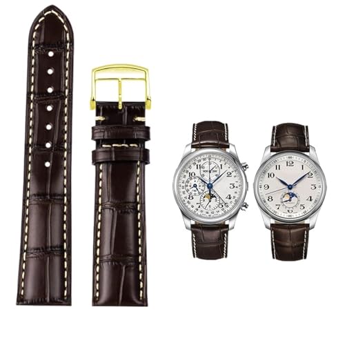 BKUANE Uhrenarmband für Longines Masters Collection L3 L4 L2.628/L2.673, Rindsleder, Schmetterlingsschnalle, 19, 20, 21 mm Armband, 20 mm, Achat von BKUANE