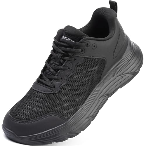 BKWHDAY Rutschfeste Arbeitsschuhe für Herren, Chefschuh, bequem, atmungsaktiv, ölbeständig, rutschfest, für Küche, Restaurant, Kellner, Schwarz, Schwarz, 42 EU von BKWHDAY