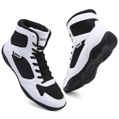 Wrestlingschuhe für Herren, Boxschuhe für Herren, Profi-Wrestling-Stiefel, hohe Spitze, Fitness, Gewichtheben, Powerlifting-Schuhe, Schwarz/Weiß, 10 US Wrestlingschuhe für Herren, Boxschuhe für Herren, Profi-Wrestling-Stiefel, hohe Spitze, Fitness, Gewichtheben, Powerlifting-Schuhe, Schwarz/Weiß, 10 US von BKWHDAY