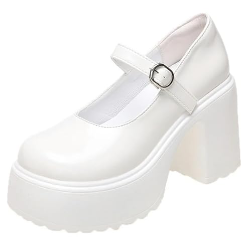 Klassische Mode Neue Chunky Plattform Mary Jane Schuhe Frauen Patent Leder High Heels Pumps Frau Süße Starke Ferse Party Schuhe weibliche von BKYWJTR6