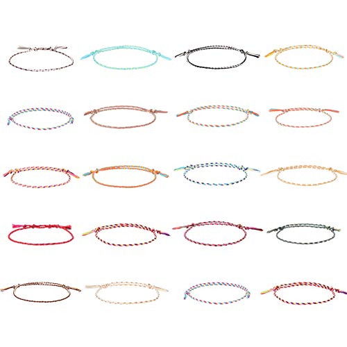 BKpearl 20 Stück Wellenarmband, Verstellbares Geflochtenes Seilarmband Surferarmband Dünne Saiten Armband Freundschaftsarmband für Frauen Mädchen BKpearl 20 Stück Wellenarmband, Verstellbares Geflochtenes Seilarmband Surferarmband Dünne Saiten Armband Freundschaftsarmband für Frauen Mädchen von BKpearl