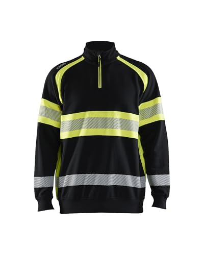 BLÅKLÄDER Blaklader 3553-1158 Pullover mit hoher Sichtbarkeit - Größe S - Schwarz/Warngelb von BLÅKLÄDER