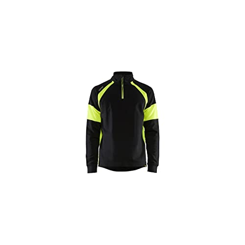 Blaklader Sweatshirt mit Warnzonen 3550-1158 - Größe L - Schwarz/Warngelb von BLÅKLÄDER