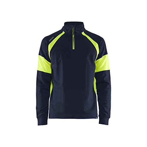 Blaklader Sweatshirt mit Warnzonen 3550-1158 - Größe M - Marineblau/Warngelb von BLÅKLÄDER