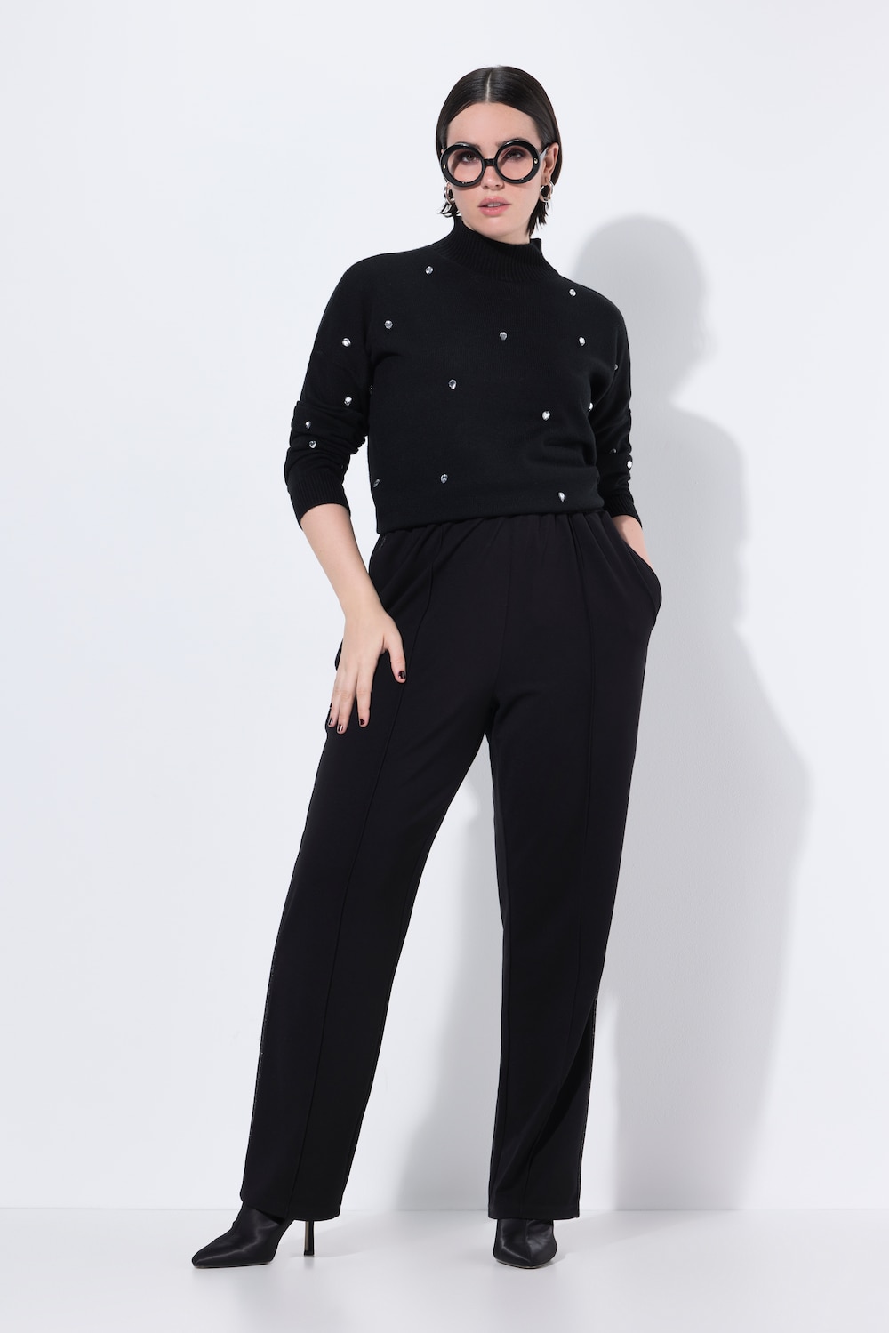 Große Größen Hose Rose, Damen, schwarz, Größe: 46/48, Viskose/Synthetische Fasern, Ulla Popken von BLACK Collection