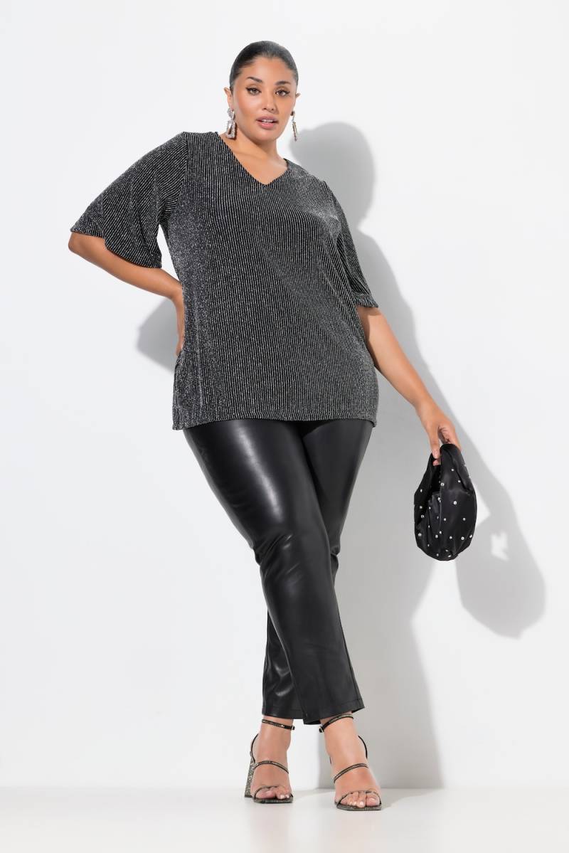 Große Größen Lederoptik-Hose, Damen, schwarz, Größe: 44, Polyester/Synthetische Fasern, Ulla Popken von BLACK Collection