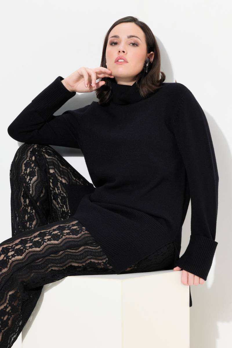 Große Größen Longpullover, Damen, schwarz, Größe: 42/44, Viskose/Polyester/Synthetische Fasern, Ulla Popken von BLACK Collection