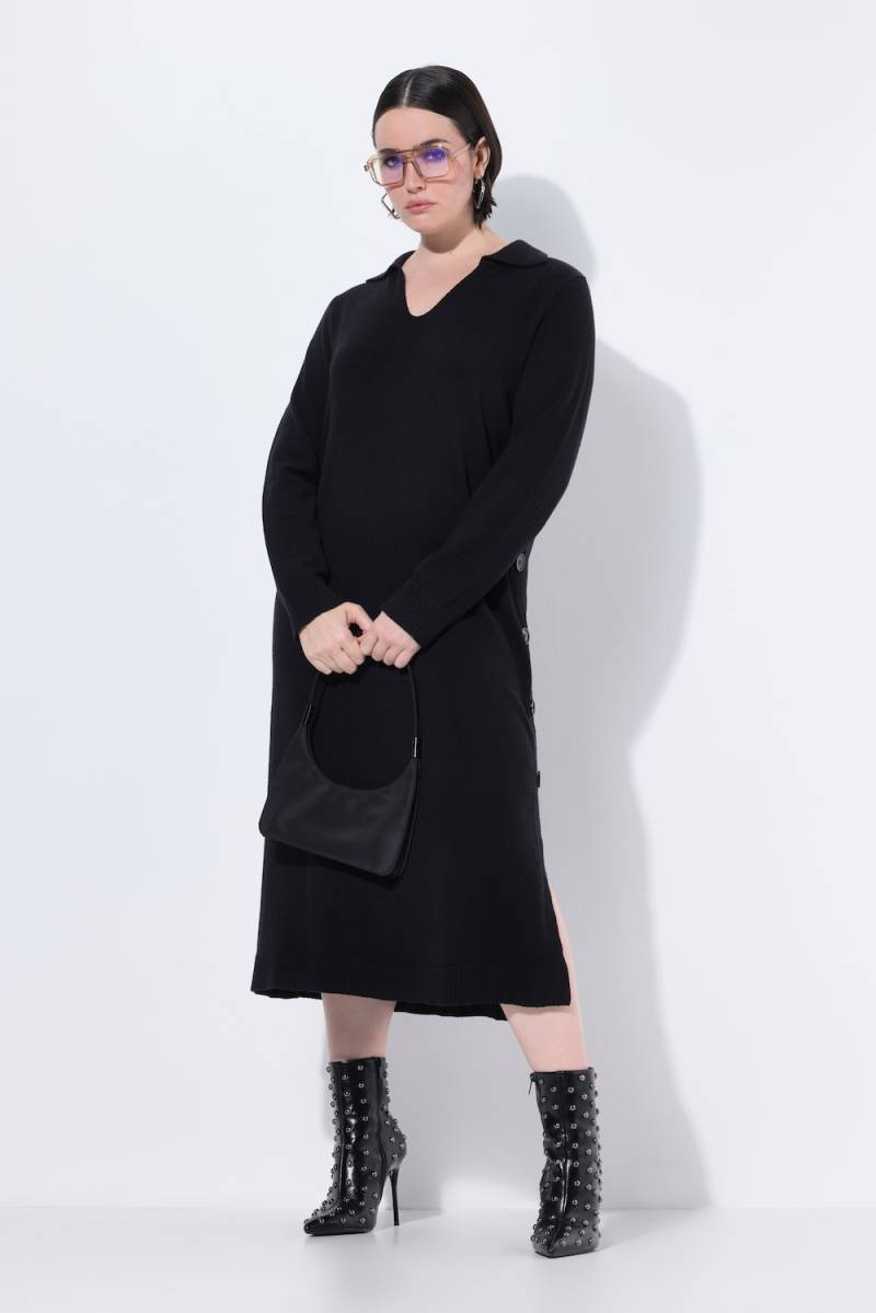 Große Größen Midi-Strickkleid, Damen, schwarz, Größe: 54/56, Viskose/Polyester/Synthetische Fasern, Ulla Popken von BLACK Collection