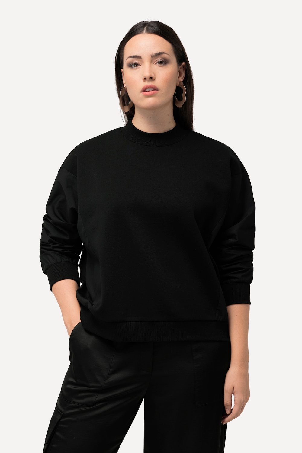 Große Größen Sweatshirt, Damen, schwarz, Größe: 58/60, Baumwolle/Polyester, Ulla Popken von BLACK Collection