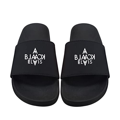 BLACK ELVIS CLOTHING Schwarze Elegante Slide Sandalen für Herren und Damen - Ideal am Pool, am Strand und zu Hause - Atmungsaktives Schweißband und Rutschfeste Gummisohle von BLACK ELVIS FOUR SEASON CLOTHING